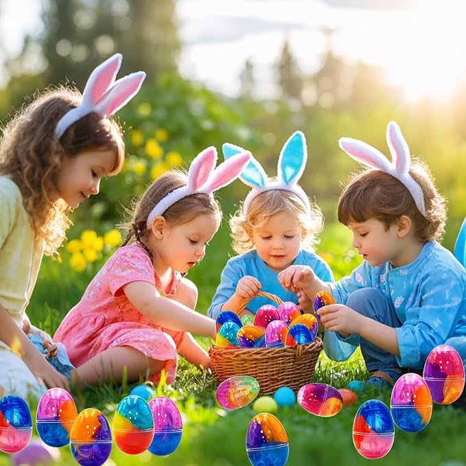12 Pack Prefilled Easter Galaxy Slime Eggs,Galaxy Slime Easter Egg Fillers Stress Relief Easter Egg Hunt Filling Treats Classroom for Kid Teens Boy Girl Easter Basket Stuffers Easter Party Favor