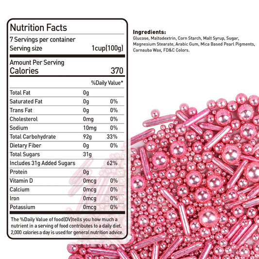 Dazzjoy Rose Gold Pearl Rods Sprinkles, 130g/4.58oz, Mix Size, Pearl Sprinkles for Cupcake Decorating, Cupcake Toppers, Cake Decorations, Ice Cream, Wedding Party Valentines Easter Supplies