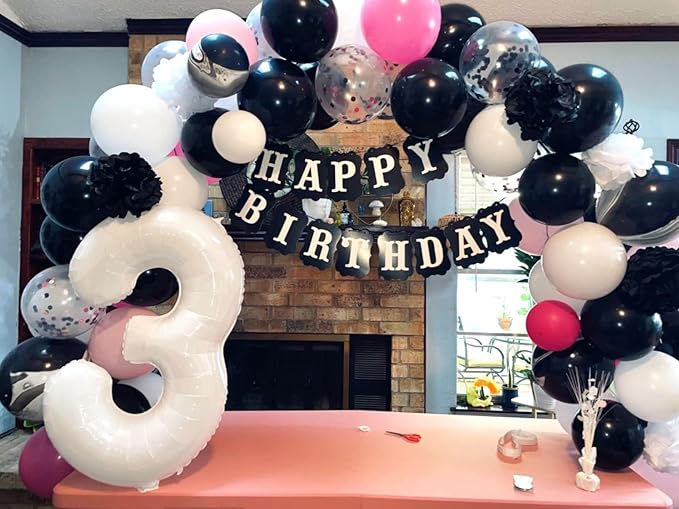 Numbers Balloon 3, 40 Inch Large White Balloon for Three Year Old Birthday Decor, 3 13 30 31 Birthday Party Decorations for Wedding Supplies