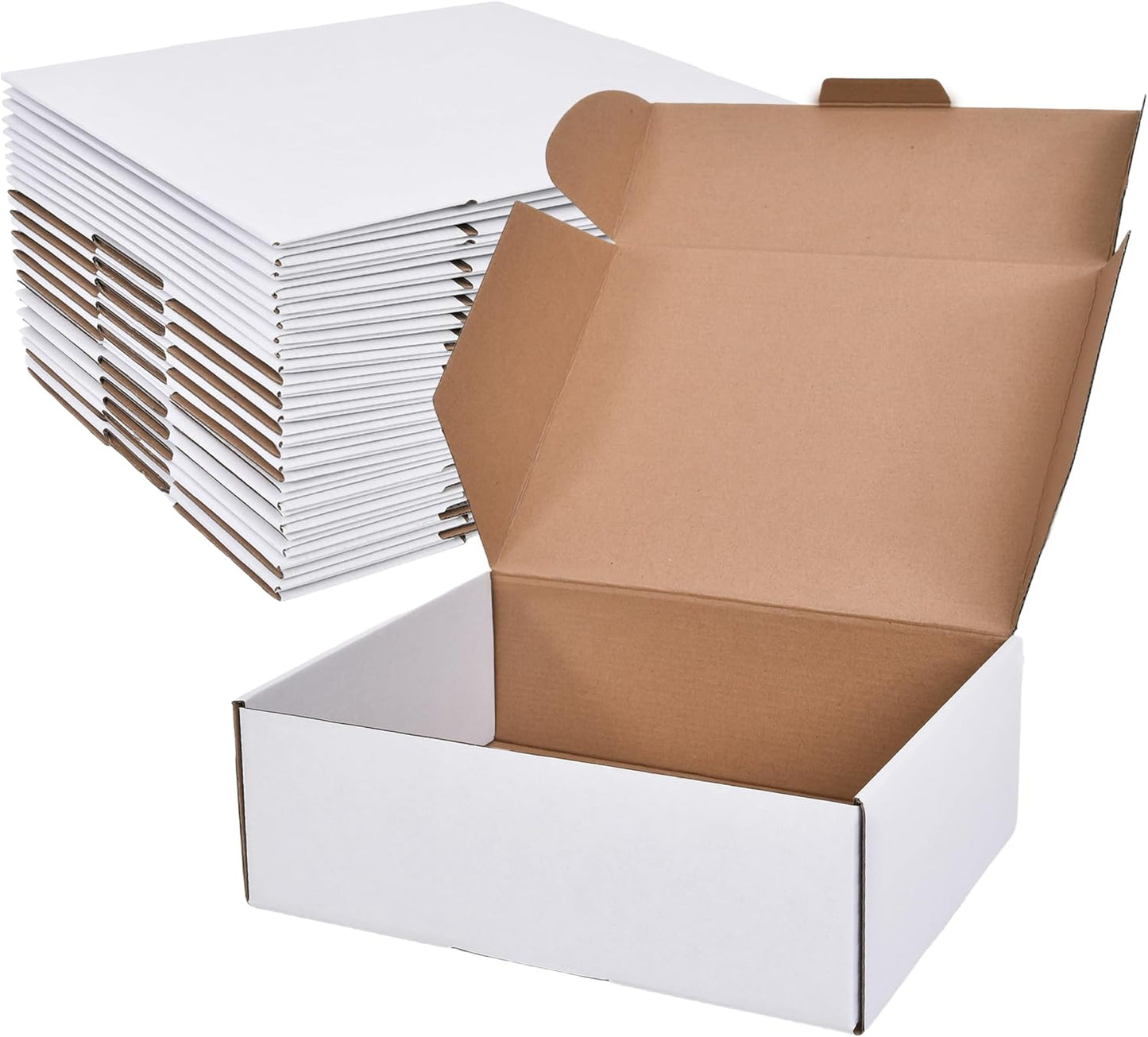 12x9x4 Inches Shipping Boxes Set of 20,White Corrugated Cardboard Box Literature Mailer for Small Business, Literature Mailer Box Packaging Supplies