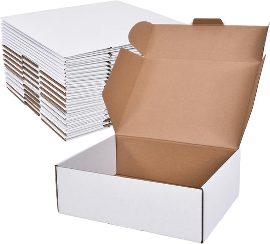 12x9x4 Inches Shipping Boxes Set of 20,White Corrugated Cardboard Box Literature Mailer for Small Business, Literature Mailer Box Packaging Supplies
