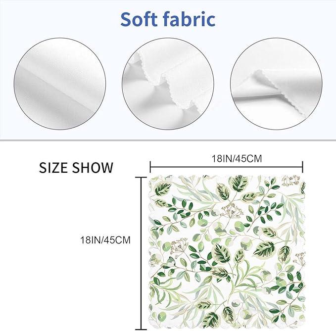 Yibeas Green Leaves Cloth Table Napkins Set of 4 Summer Greenery Floral Nature Botanical Plants Table Decoration Dinner Napkins for Kitchen 18 x 18 inch