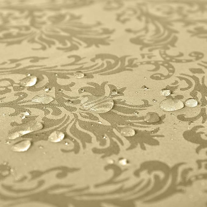 SASTYBALE Square Jacquard Tablecloth - 52x 52 Inch Spill Proof Wrinkle Resistant Damask Table Cloth, Soft Polyester Table Cover for Kitchen Parties Farmhouse, Gold