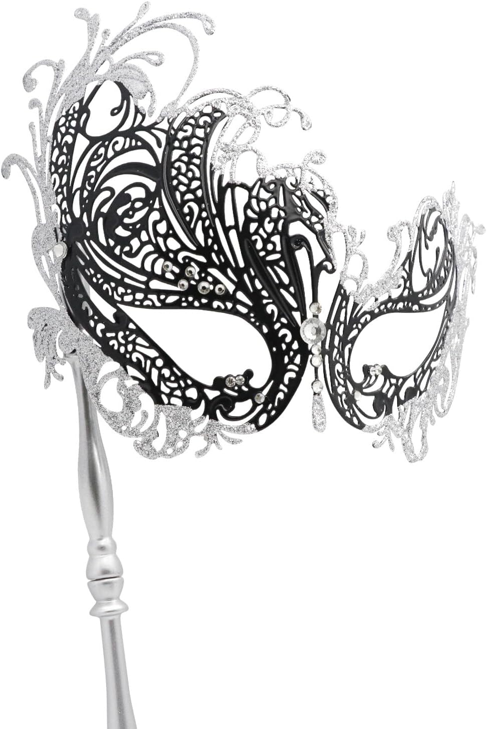 Coddsmz Masquerade Mask with Stick Venetian Mask Mardi Gras Decorations for Womens Halloween Costume Mask