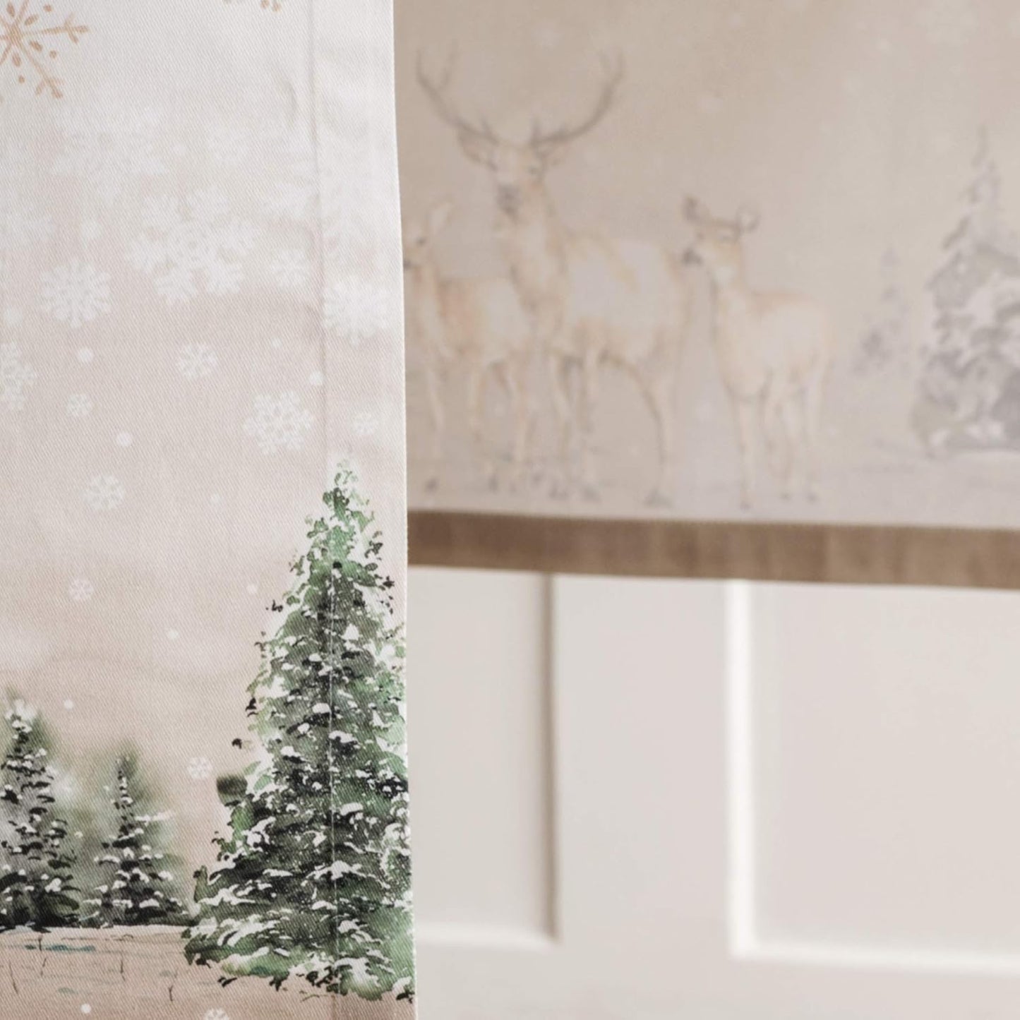Maison d' Hermine Table Runner 100% Cotton Single Layer Table Runners 60 inches Long for Thanksgiving Christmas Decorations Home Kitchen Dining Party Wedding (Deer in The Woods, 14.5" x 60")