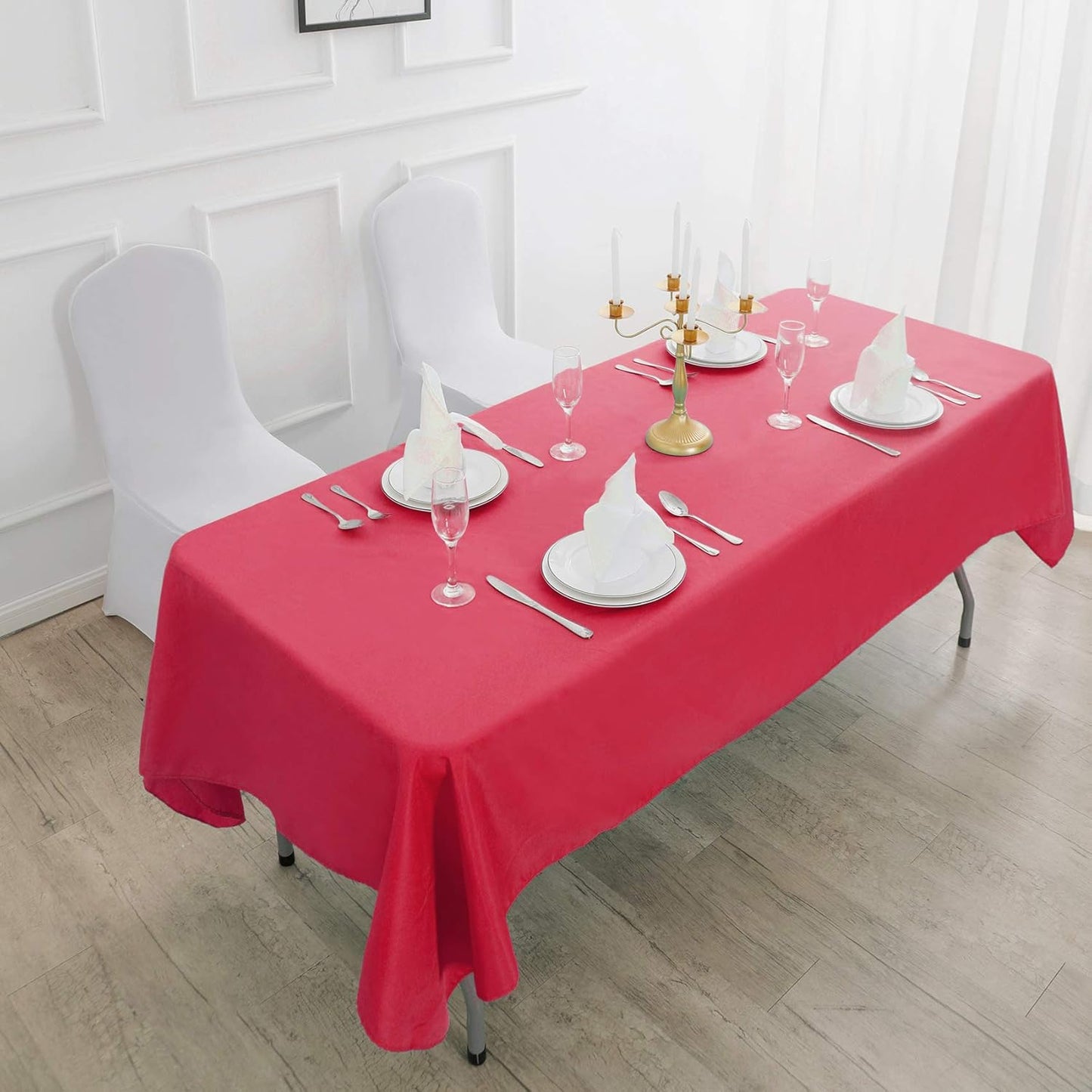 Rectangle Tablecloth 60x120 inch Washable Polyester Fabric Table Cloth for Wedding Party Dining Banquet Decoration（60x120, Red）