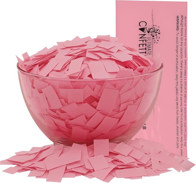 Ultimate Confetti, Baby Pink Color Biodegradable Confetti - Rectangular Flame-Resistant and Slow-Falling Tissue Paper Confetti for Cannon and Launcher use – Best for Celebrations - 1 lb, 16 oz