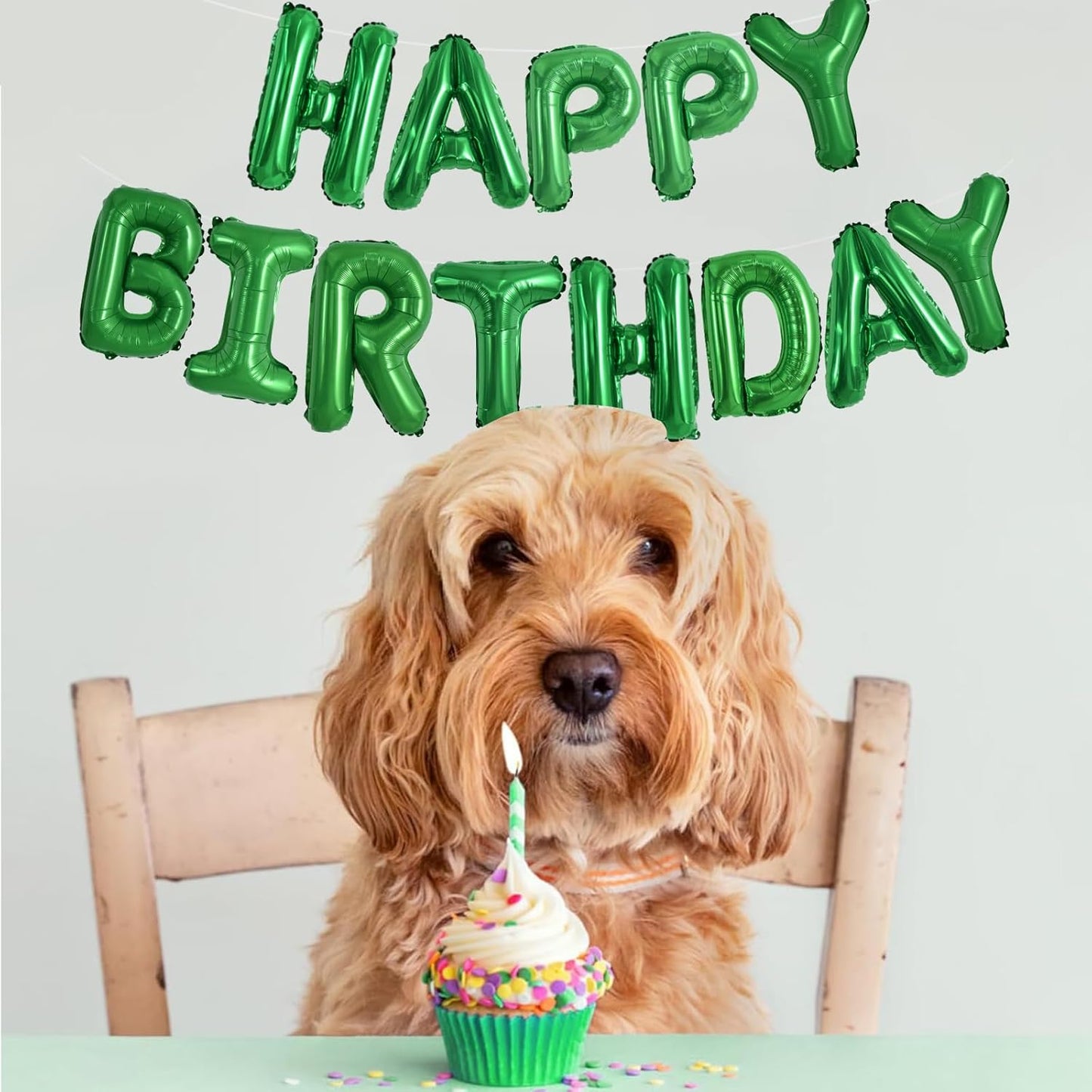 TONIFUL Green Happy Birthday Balloons Banner 16 Inch Mylar Foil Letters Birthday Sign Banner Bunting Reusable for Girls Boys Kids & Adults Birthday Decorations and Graduation Party Supplies