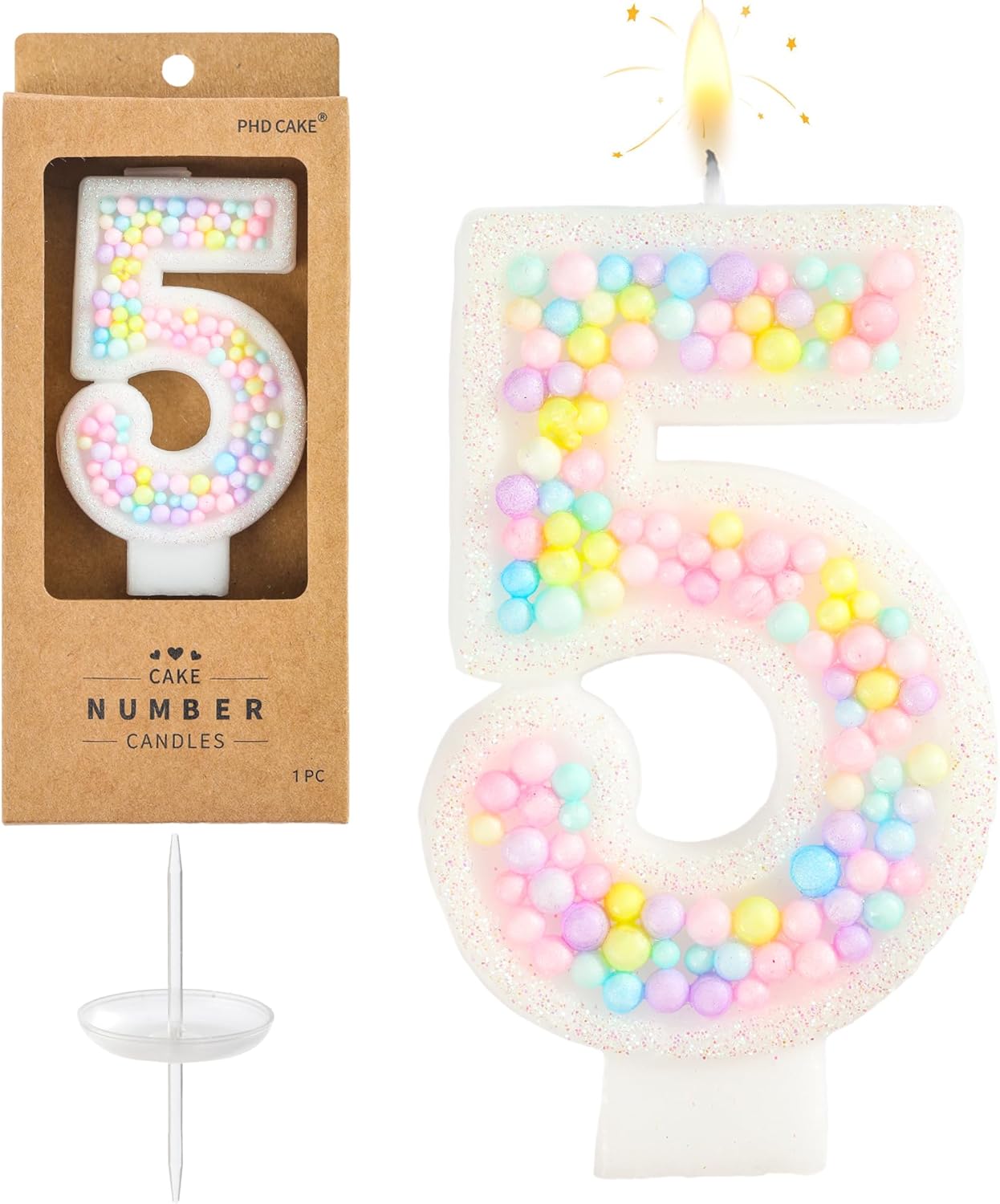 PHD CAKE Number 5 Macaron Birthday Candles, Macaron Themed Number Candles, Cake Number Candles, Party Celebration