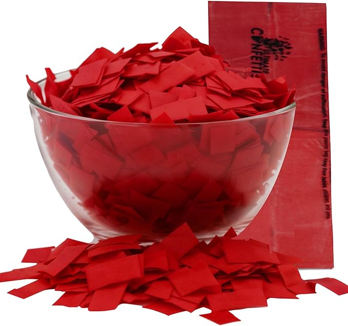 Ultimate Confetti, Red Biodegradable Confetti - Rectangular Fluttering Tissue Paper Confetti for Cannon and Launcher use - Best for Birthday, Wedding, live Events and Table Decoration - 1 lb, 16 oz
