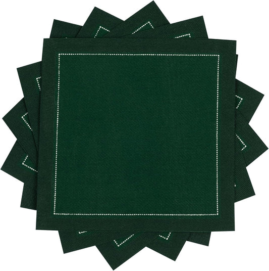 Five Star Napkins Luxury Cotton Cloth Cocktail Napkins - Bar Napkins, Party Napkins, Beverage Napkins, Events, Holiday, Wedding, Birthday, Parties - 4.5" x 4.5" - Disposable (50 x)British Racing Green