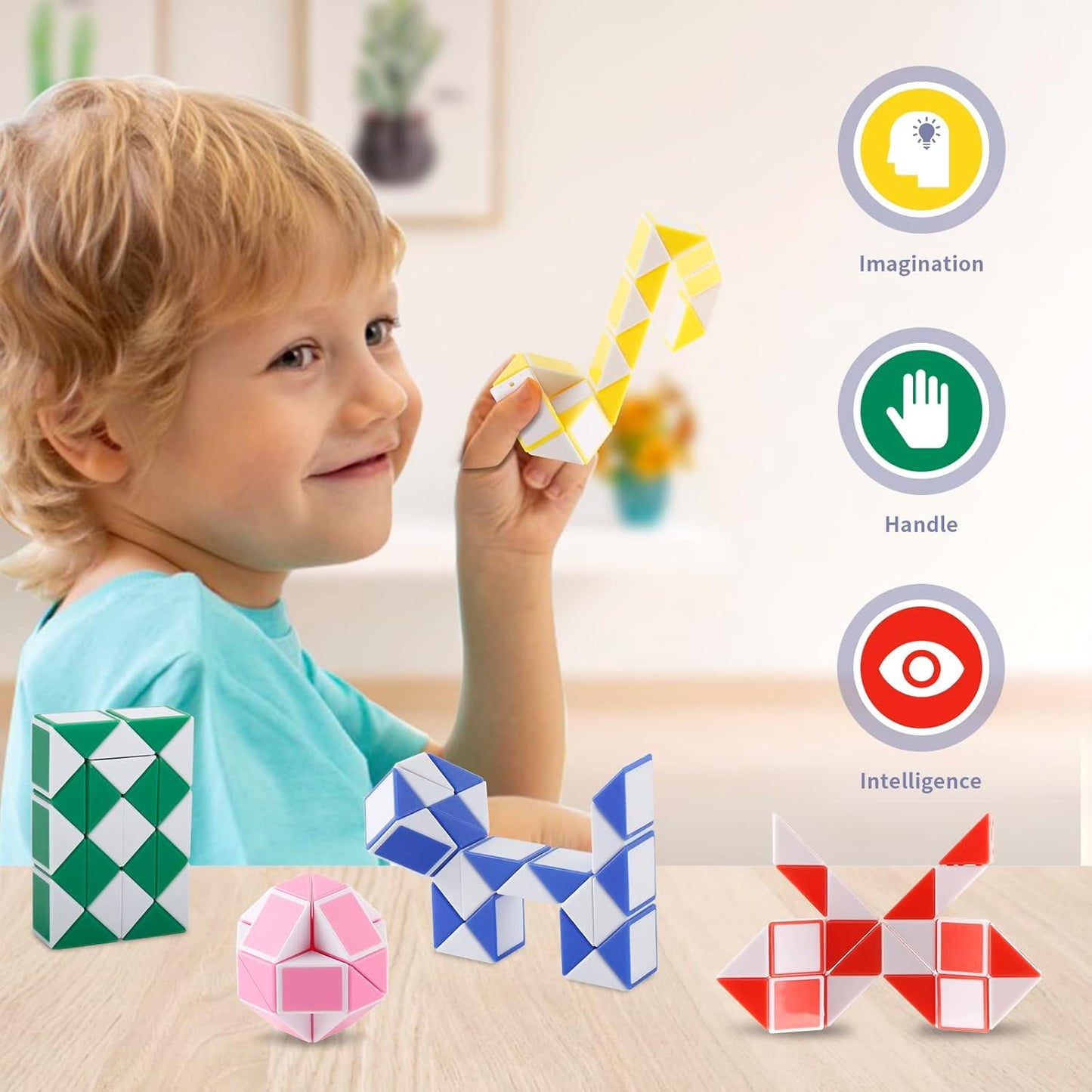 Ganowo 30 Pack Party Favor, Medium Fidget Snake Cube Twist Puzzle Toys for Kids Teens Stocking Stuffers Bulk Birthday Party Supplies Goodie Bags Fillers, Random Colors