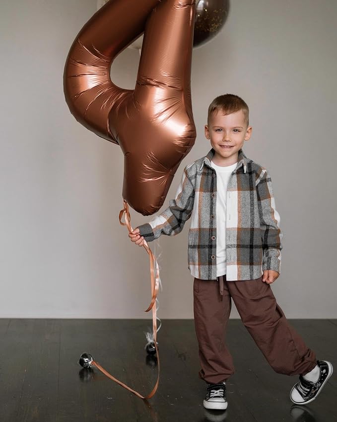 Dark Brown 4 Balloon, Coffee Brown Number Balloons 40 Inch, 4th Chocolate Party Decorations, Four Large Numbers for Party Decor, Number 4 Balloon