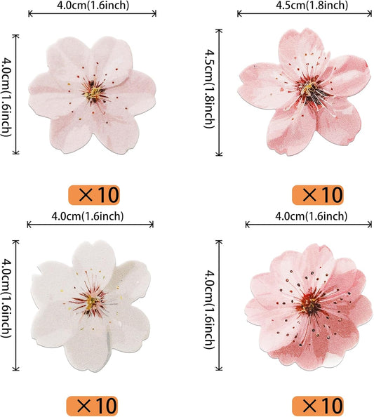 40 PCS Edible Cherry Blossoms Cupcake Toppers Edible Cherry Blossoms Flowers Cake Decorations Wafer Paper Flowers Cupcake Topper for Baby Shower Kids Birthday Party Decorations Supplies Colorful