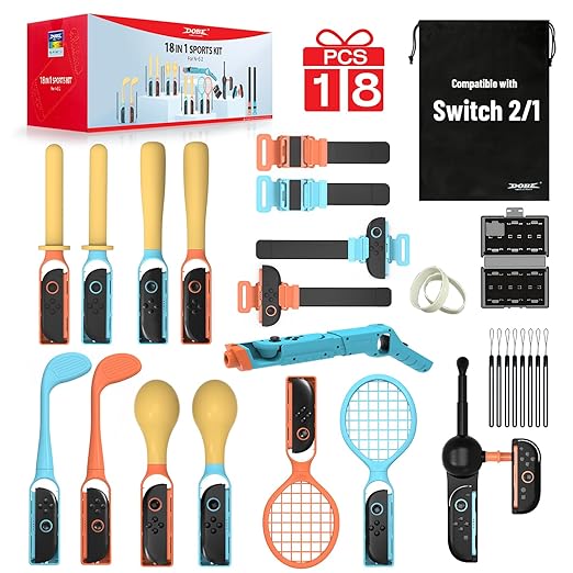 All-in-One Switch 2 Sports Accessories Bundle (2026) - with Storage Bag Compatible with Nintendo Switch 2/1/OLED Joy-con, More Than 12+ Switch Sports Games Experience, Double Player, Family Gatherings, Social Icebreaker, Holiday Essentials Accessories Kit