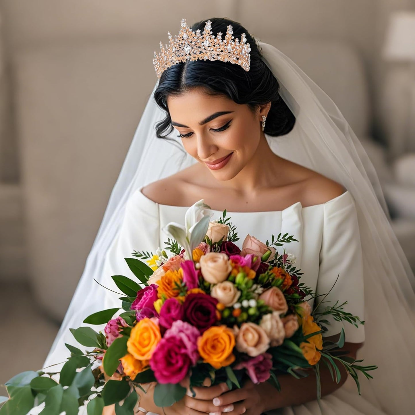 Kamirola Crystal Crowns and Tiaras Headband for Girl or Women Birthday Party Wedding Prom Bridal Halloween Christmas （TR19）