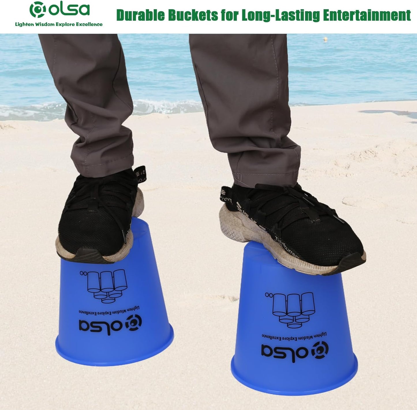 Olsa Giant Yard Pong Outdoor Games, Classic Toss Games for Beach Camping Lawn Backyard Party, Indoor Outdoor Game for Adults (Blue Glow in Dark)