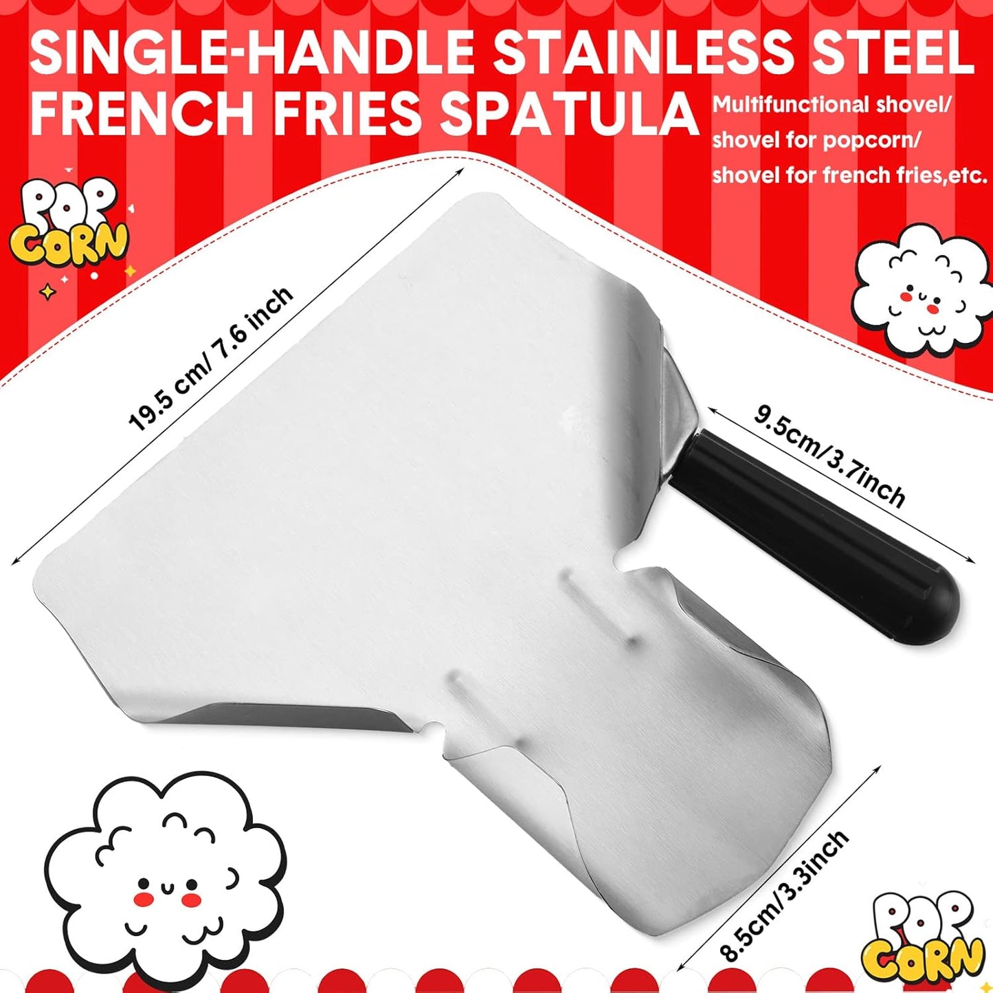 502 Pieces Popcorn Machine Supplies Set Includes 500 Pcs 1oz Red and White Popcorn Bags Bundle Scoop and Stainless Steel Seasoning Dredge with Handle and Lid Season Salt Shaker(Burst)