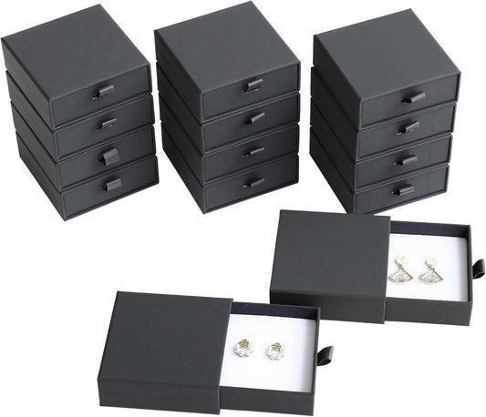 40Pcs Dark Gray Small Jewelry Boxes 3.54×3.54×1.26in Cardboard Jewelry Gift Boxes Jewelry Packaging for Small Business for Necklace Ring Bracelet Earring Display Box