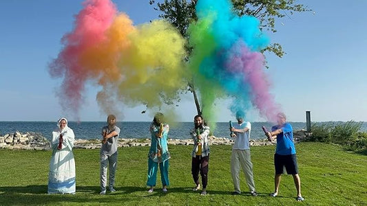 Blue Powder Cannons Smoke Bombs Biodegradable Poppers | 2 Pack | Launch 25 ft Far | 12 inch | Decorations For Photoshoots, Gender Reveal, Celebrations, Festivals, and Parties | TUR Party Supplies