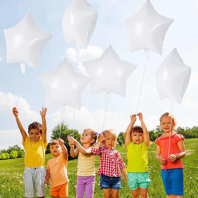 20 Pcs Star Balloons,18 Inch White Star Foil Balloons,Stars Shaped Balloon Mylar Helium Balloon for Birthday Party Anniversary Wedding Baby Shower Decorations (White)