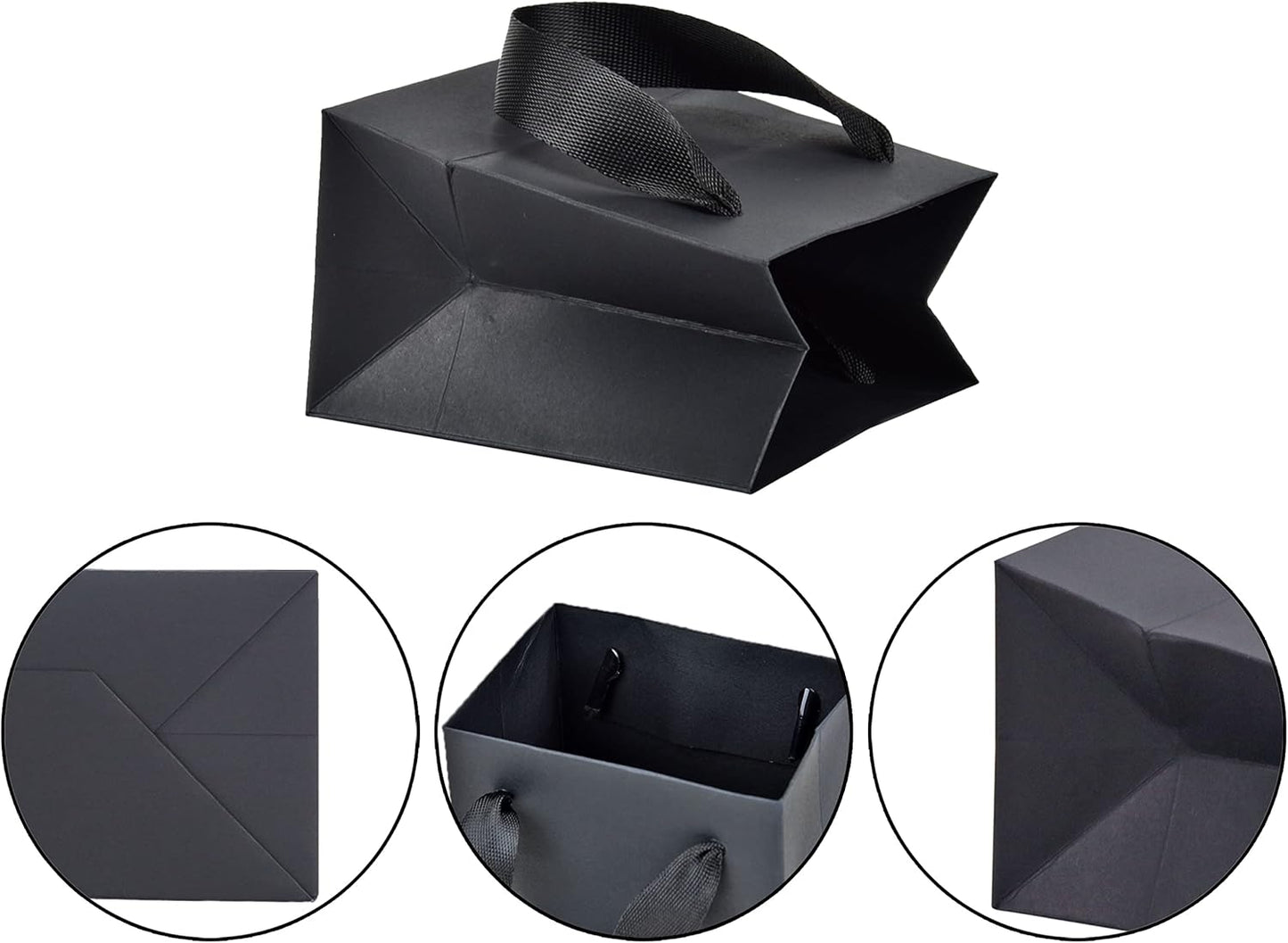 HUAPRINT Black Paper Bags,Matte Black Gift Bags,Small Shopping Bags with Handles,30 Pack 4.5x2.5x6 inch,Craft Gift Bags,Retail Bags,Party Favor Bags,Merchandise Business Bags,Holiday,Wedding Bags