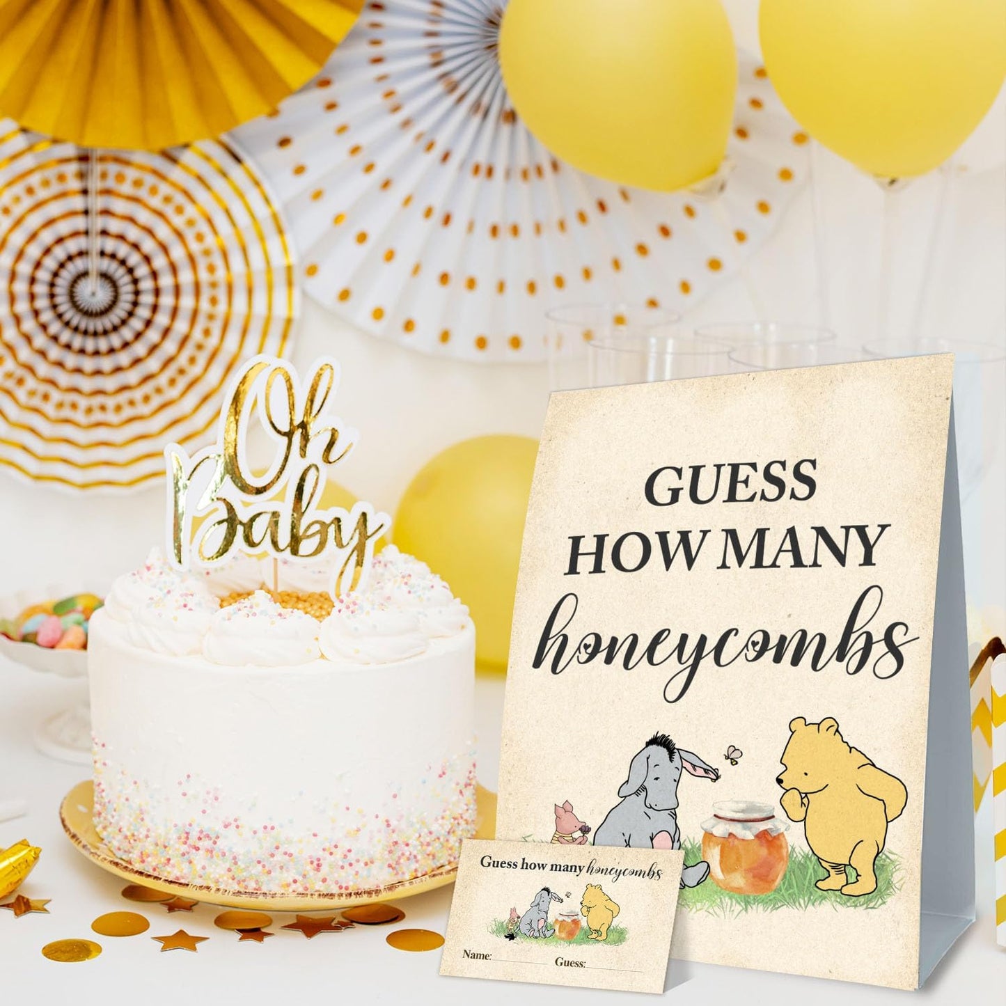 Winnie the Pooh Baby Shower Decorations-Baby Shower Games-Baby Shwoer Party Decor-Baby Shower Table Sign Centerpieces-Baby Shower Games Pooh Birthday Supplies Party Decorations