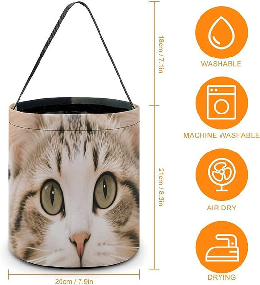 Halloween Candy Bucket - Floral Cat Trick Or Treat Candy Bag, Gift Bag for Party Favor Supplies