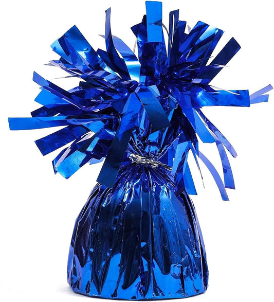 BLUE PANDA Blue Balloon Weights - 4.5 In H x 2.5 In Dia, 6 Oz, Metallic Foil, Pack of 15 - Table Weights