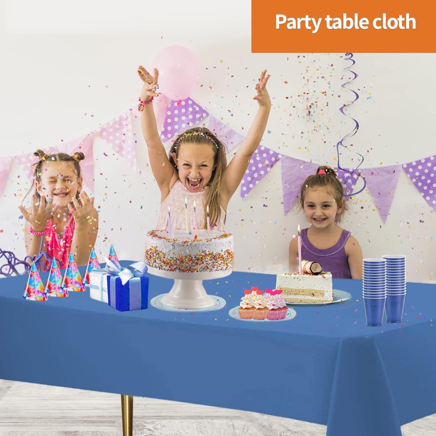 Blue Disposable Plastic Tablecloth for Rectangle Tables (48 Pack) Premium Decorative Table Cloths for Parties, Events & Weddings, Indoors & Outdoors, 54 x 108 inches