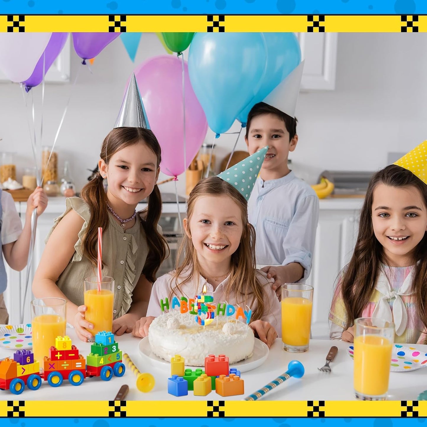 Building Block Themed Birthday Candle Number 5 Candle Birthday Party Decoration Cake Topper for Building Block Party Decoration Theme Parties Supplies (Number 5)