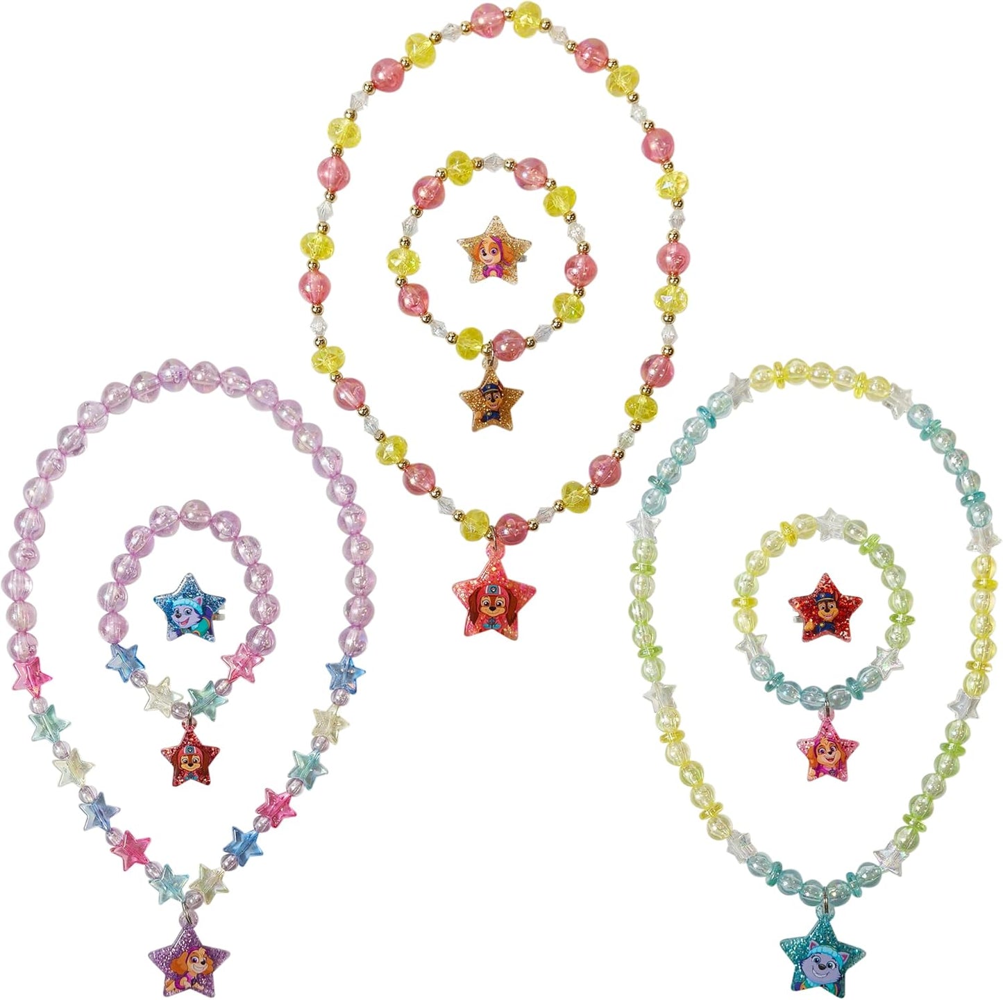 LUV HER Paw Patrol Girl's Jewelry Set - Dress up Toy Jewelry Box Set with Bead Necklace, Bracelet and Ring - Play Accessories - Ages 3+