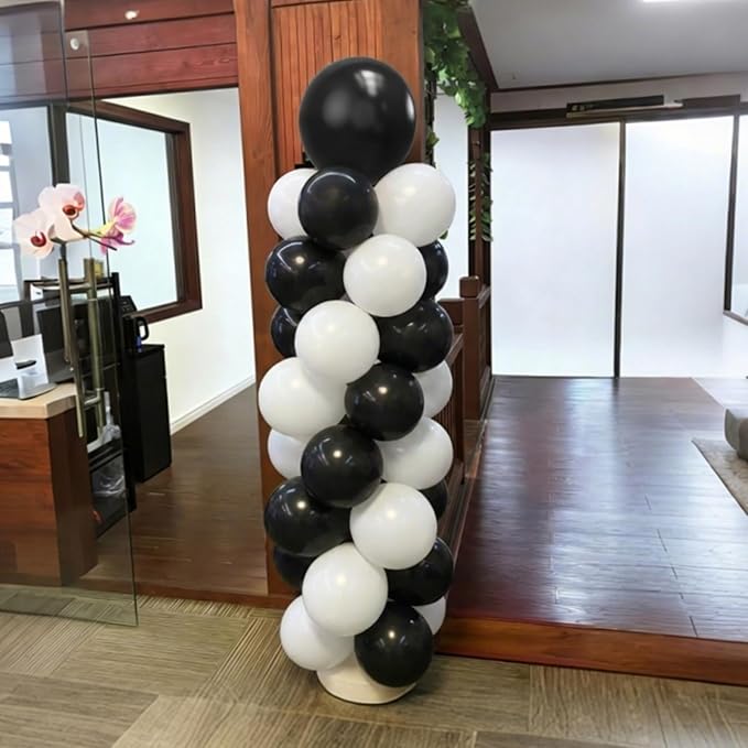 YMSZ Black and White Balloons Garland Arch Kit, 134pcs White Balloon and Black Balloons for Birthday Anniversary Wedding Engagement Graduation Party Decorations