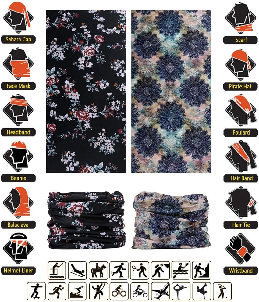 Headband Neck Gaiter Head Wrap Headwear Face Mask Magic Scarf Bandana for Men and Women