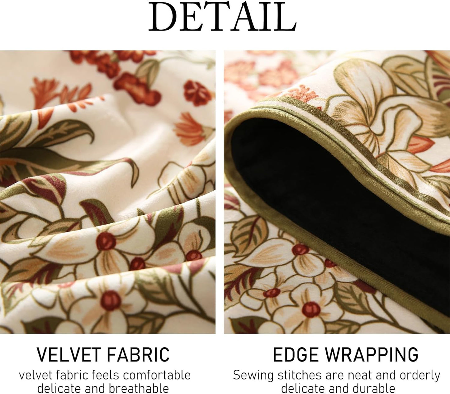 ISAENNE Designer Bohemian Luxury Velvet Table Runner 71 Inches Long,Farmhouse Floral Pattern Decor Table Runners for Dining Tables,Thanksgiving,Kitchen Tables,Christmas,12"*71"-Grace A