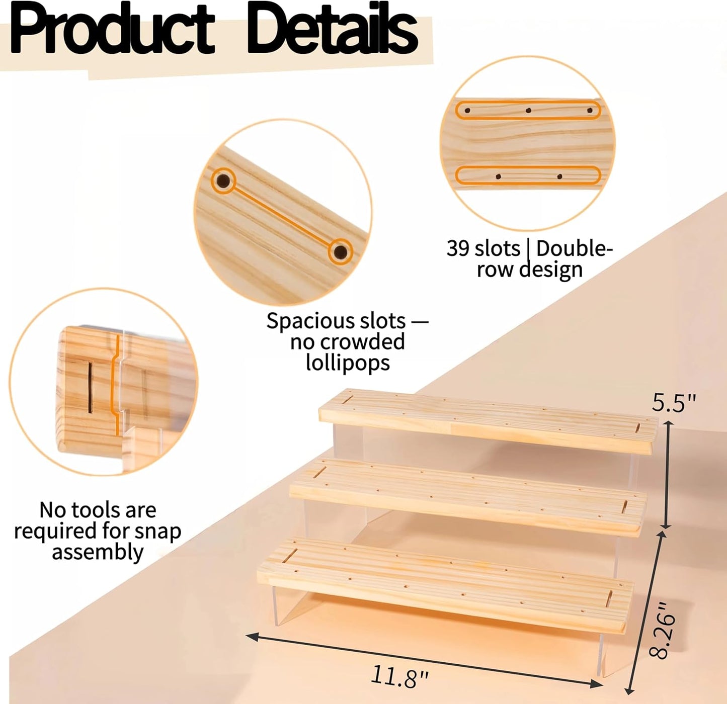 2 Pack Cake Pop Stand Holder - 3 Tier for 39 Cake Pops, Acrylic & Pine Wood Dessert Table Stand | Wedding Birthday Baby Shower Candy Buffet Cake Pop Display.