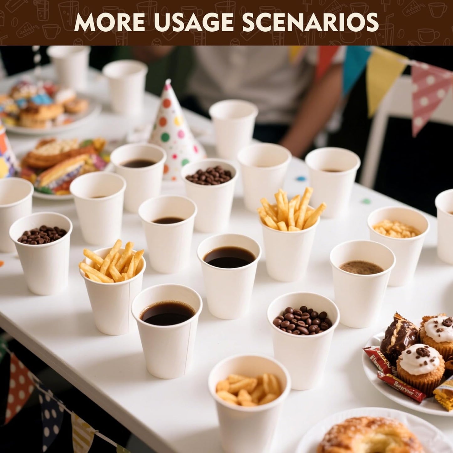 YEEHAW 8 oz 1000 Pack Disposable Paper Coffee Cups, White Hot Cups for Hot Coffee, Hot Liquid, Ideal for Cafes, Bistros, Businesses and Family