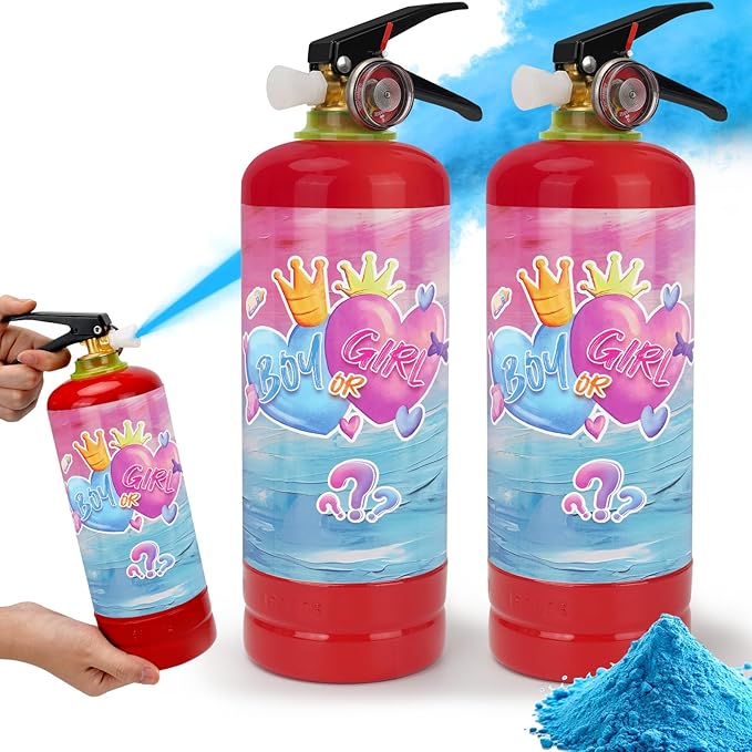 Gender Reveal Fire Extinguisher, 2 Pack Gender Reveal Ideas Gender Reveal Party Decorations Baby Girl Boy Reveal Party Ideas Gender Reveal Decor (Blue, Extra Large)