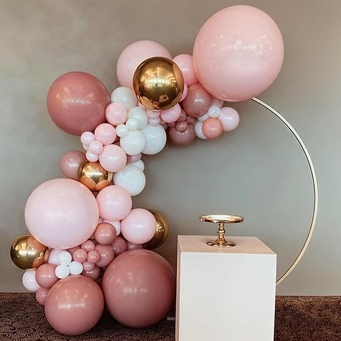 Dusty Pink Palloons 12 Inch Blush Light Pink Beige Nude Apricot Champagne Gold Metallic Latex Party Balloon Rose Gold Confetti Balloons for Women Boho Birthday Baby Bridal Shower Party Decor