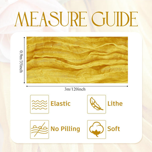 Wokceer Cheesecloth Table Runner 120 Inch Gold Boho Gauze Spring Easter Cheese Cloth Table Runner for Party Valentine's Day Long Rustic Sheer Table Runners for Baby Bridal Shower Wedding Table
