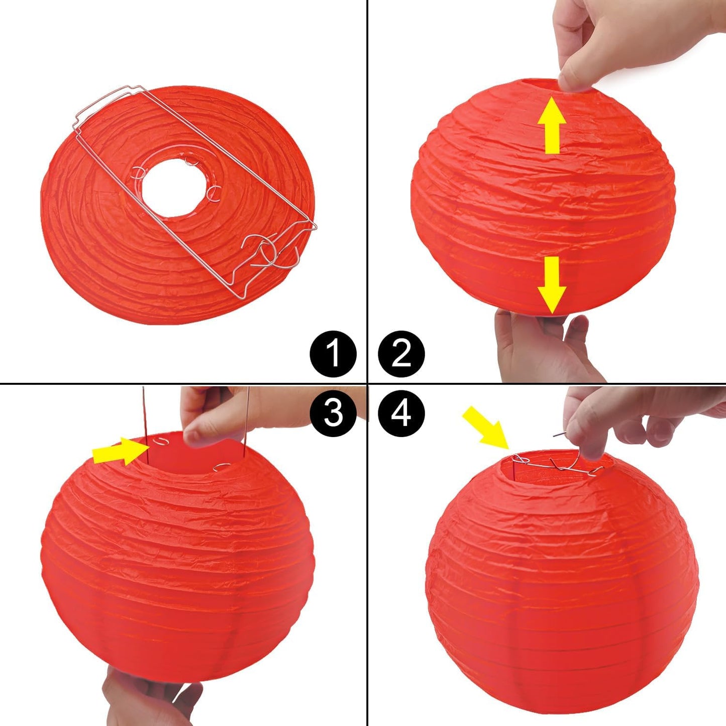 12 Pcs Red Black Gold Paper Lanterns Round Hanging Paper Lanterns for Birthday Wedding Graduation New Year Bachelorette Party Decoration