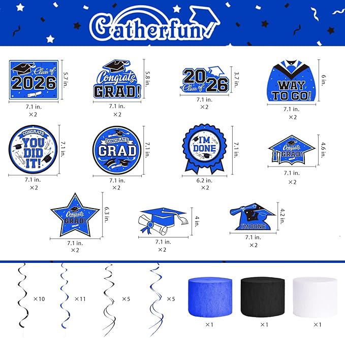Graduation Decorations 2026 Set - Congrats Grad Banner, Class of 2026 Backdrop, Balloons & Streamers Kit - Complete Party Supplies for High School & College Celebrations