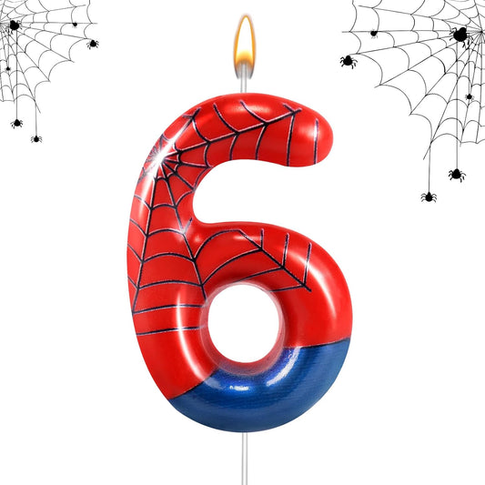 Spider Themed Birthday Candle Number 6 Candle Birthday Cake Candle Party Decoration Cake Topper for Spider Party Decoration Theme Party Supplies (Number 6), ZHX-306