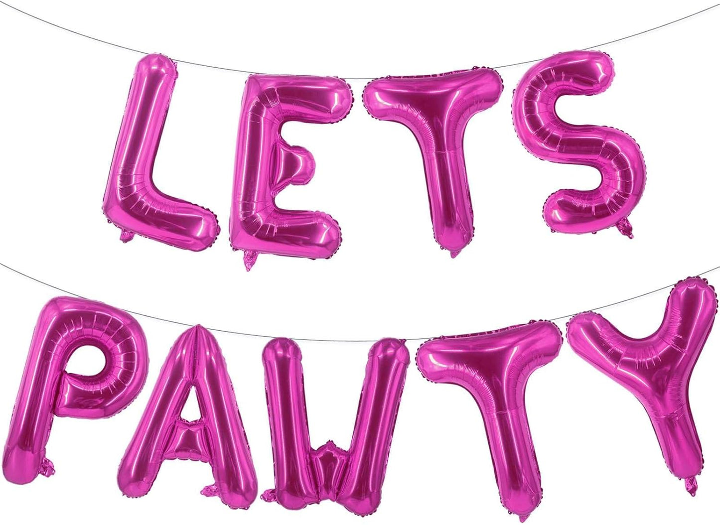 9 Pcs Lets Pawty Balloons Banner 16 Inch, Dog Cat Pet Birthday Letters Sign Lets Pawty Balloons Happy Birthday Banner for Pet Dog Cat Party Supplies Decorations (Pink)