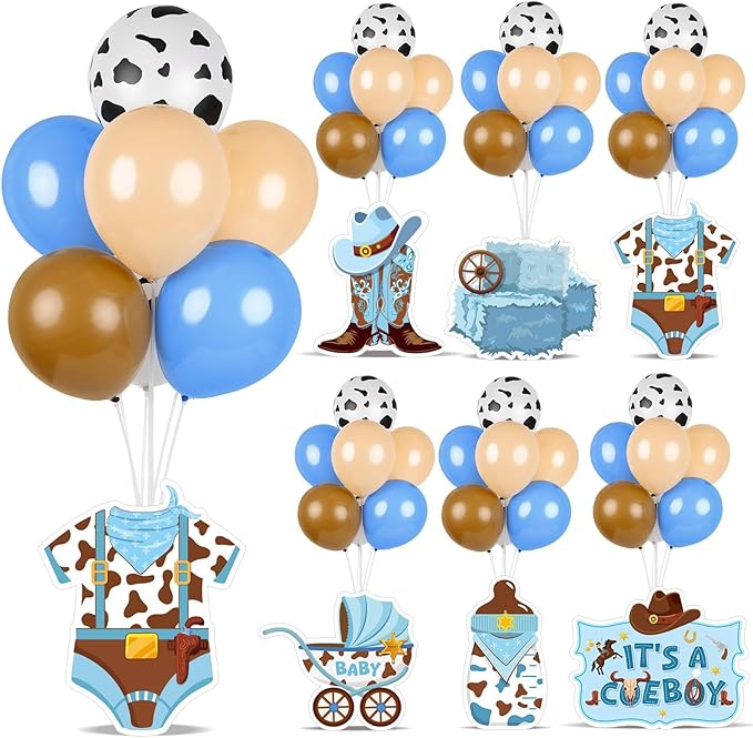6 Sets Cowboy Baby Shower Balloon Stand Kit for Table My First Rodeo Balloon Stand Kit Western Themed Centerpiece Decorations for Cowboy Birthday Baby Shower Topper Party Supplies