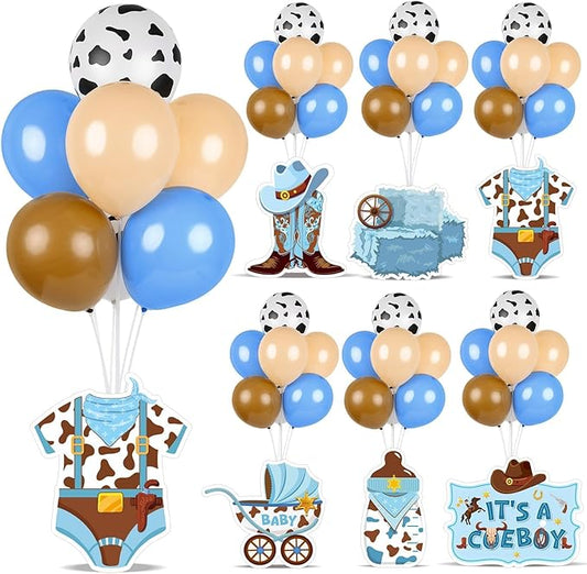 6 Sets Cowboy Baby Shower Balloon Stand Kit for Table My First Rodeo Balloon Stand Kit Western Themed Centerpiece Decorations for Cowboy Birthday Baby Shower Topper Party Supplies