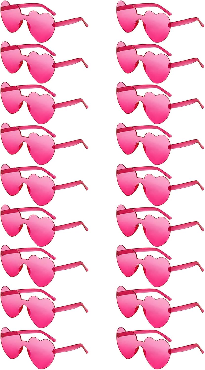 18 Heart Shape Rimless Sunglasses Transparent Candy Color Party Glasses Colored Eyewear for Women