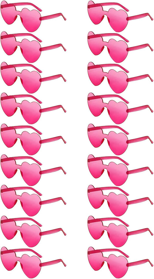 18 Heart Shape Rimless Sunglasses Transparent Candy Color Party Glasses Colored Eyewear for Women