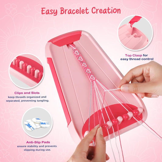 Bracelet Making Kit for Girls - Friendship Bracelet Kit - Christmas Gifts for Ages 6 7 8 9 10 11 12 Year Old Girl Birthday Gifts, Arts and Crafts for Kids Ages 8-12 Teen Bracelets DIY Maker Pink Coral