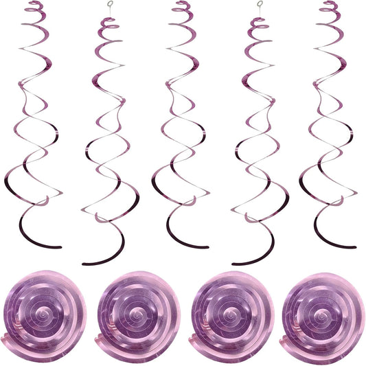 30 Pcs Pink Hanging Swirl Party Decorations,Sparkle Pink Birthday Ceiling Decorations,Streamers for Wedding Party Anniversary Graduation Christmas (Pink)